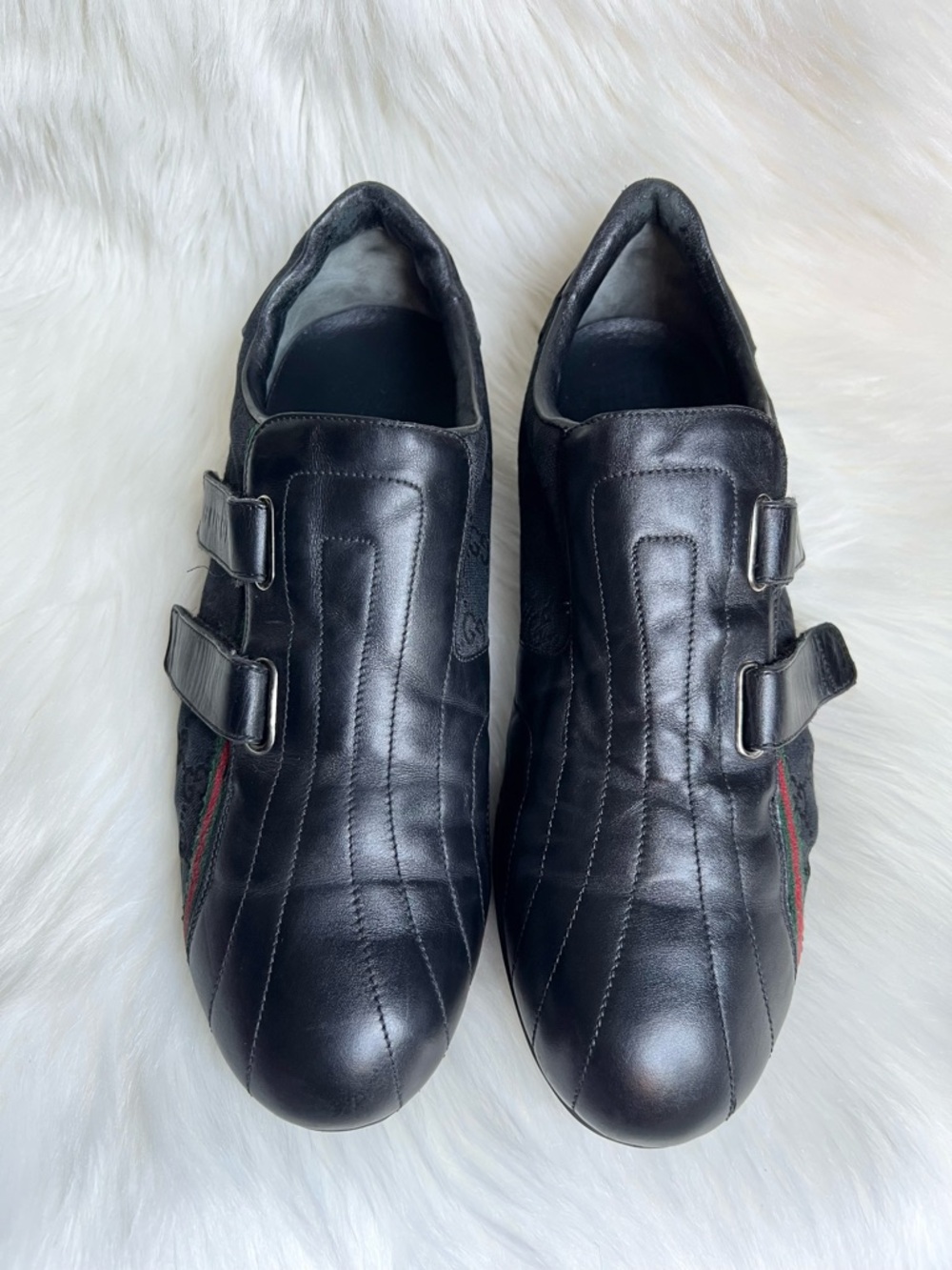 GUCCI Men's Shoes Sz 9.5 G Black Monogram GG Monogram Sneakers Designer Italy - Picture 13 of 17